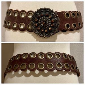 Streets Ahead Thick Leather Rivet Hole Belt XL 37.75 38 39 40 41.75 Bohemian